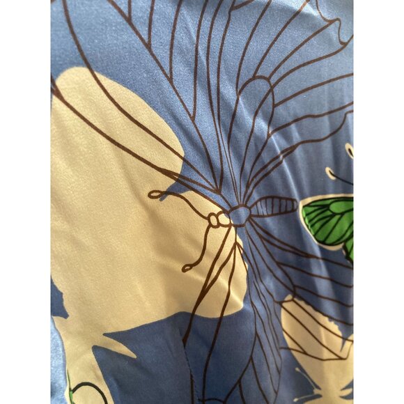 Voom by Joy Han 100% Silk Sky Blue Flying Butterfly Flutter Sleeve Blouse Size L - Picture 3 of 6